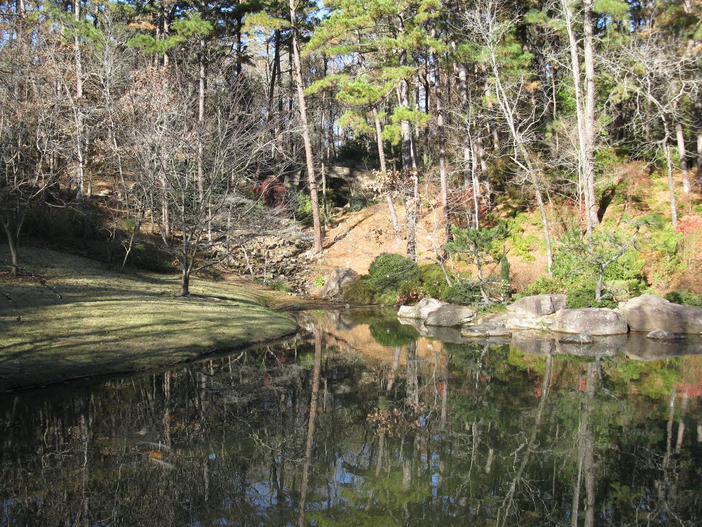 Garvin Woodland Gardens. Koi Pond looking toward Full Moon Bridge. Hot Springs, AR by Ref Tom Green