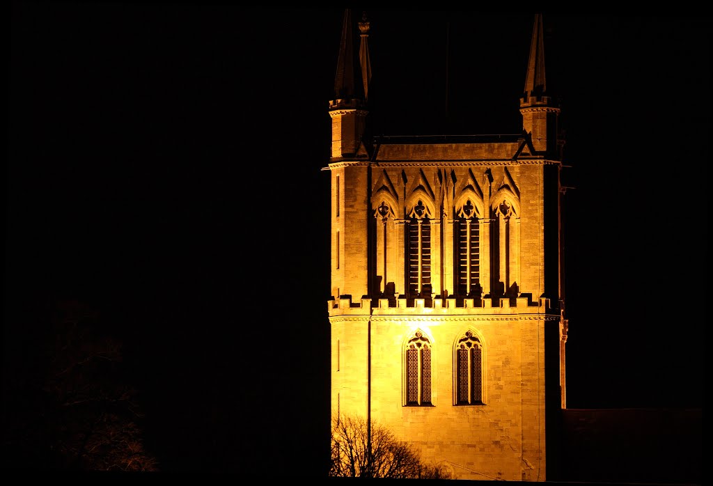 Pershore Abbey by night by PeterKey