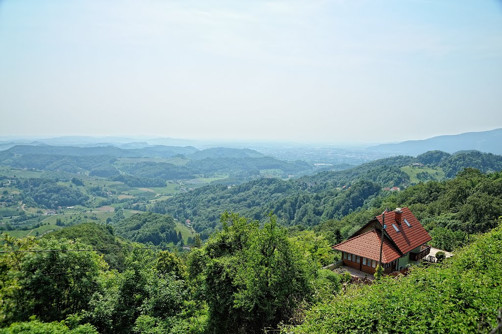 Šober, pogled na pobočje Rošpoha desno in v dolino Pesnice z okolico by Valter Erzetič