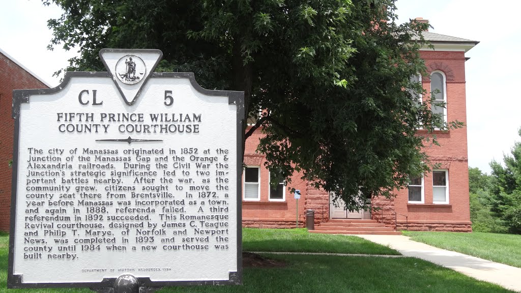 Historic Marker, Old Prince William County Courthouse, Manassas, VA by chfstew