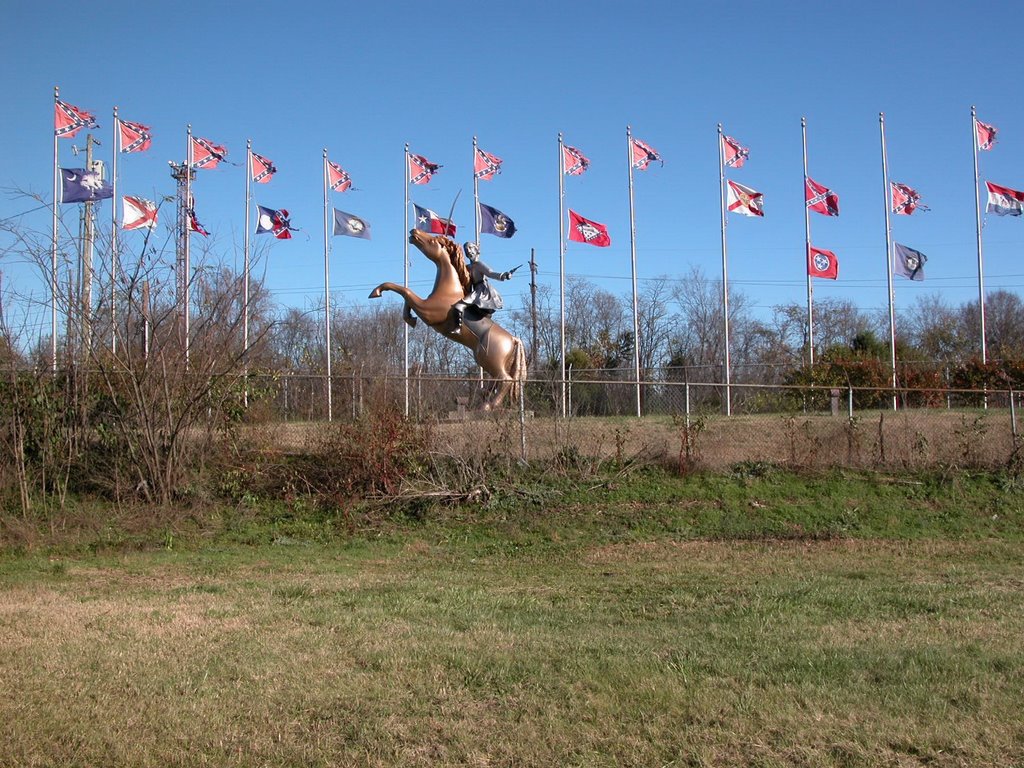 Nathan Bedford Forrest and Flag Display, Off I-65, South of Nashville, Tennessee by Seven Stars