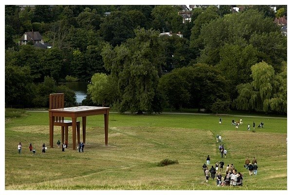 Giancarlo Neri's sculpture "The Writer" at Hampstead Heath in London by arlena.org