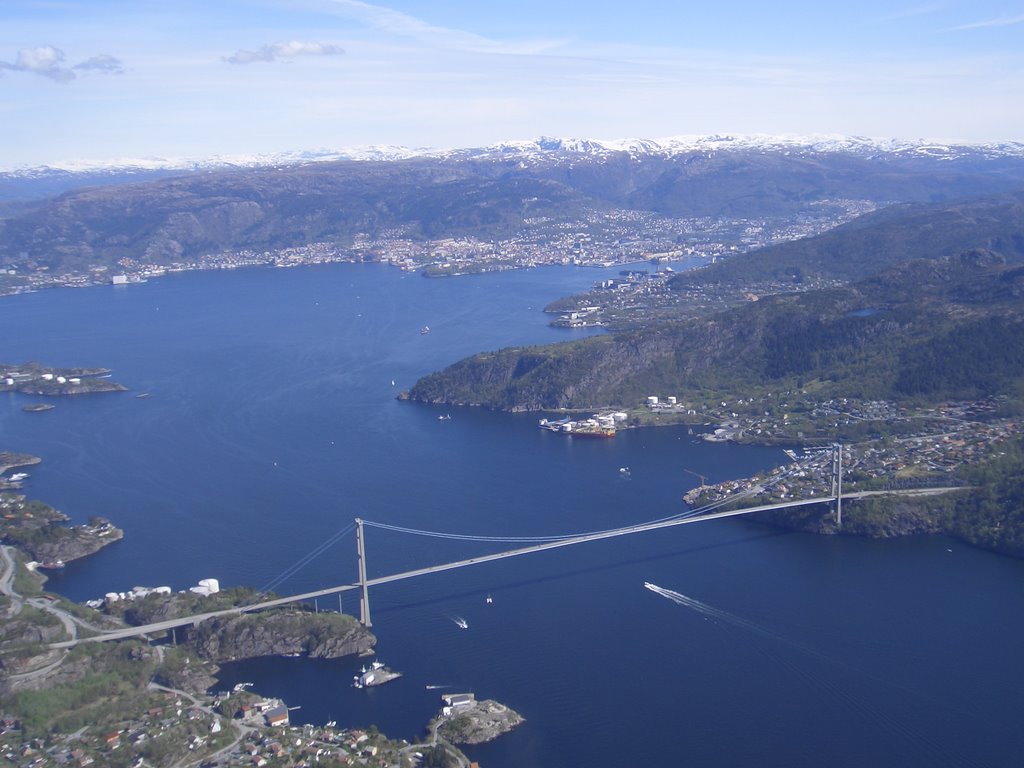 Askoybrua on approach to Bergen Airport, Norway by Stephan Maria Hitzel