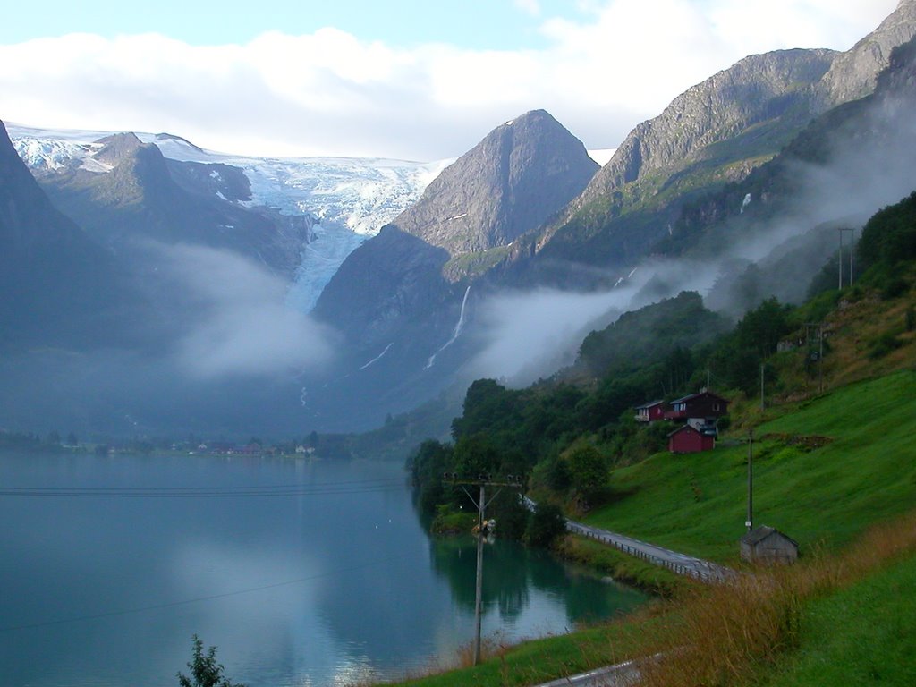 Morning fjord at 7 am near Olden by Sybren