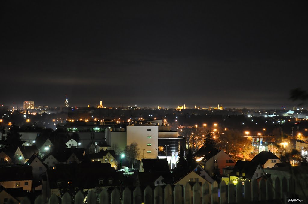 Blick von der Stadtmauer von Friedberg in Richtung Augsburg by BrigitteAngelikaMeyer