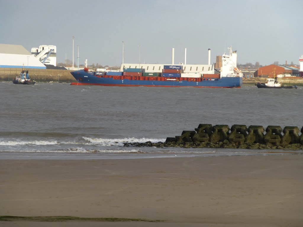 The Sophia With Tugs. by Peter Hodge