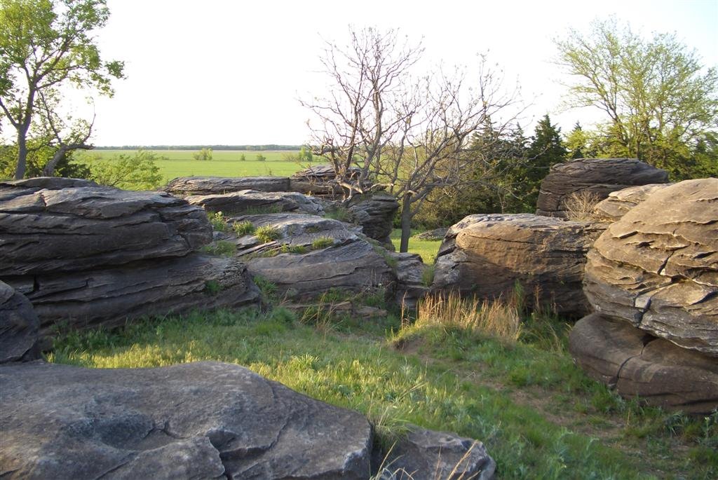 Rock City concretion group, with farmland to the north, Minneapolis, KS by marnox1