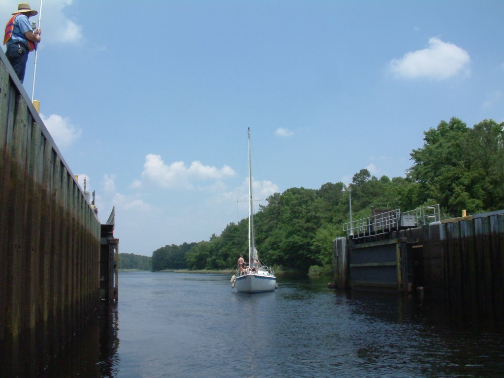 Boat in the Deep Creek Lock by NancieLaing