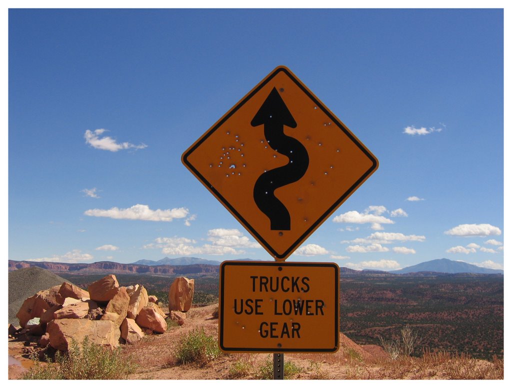 Bulletted sign on burr trail by Andrzej Semeniuk