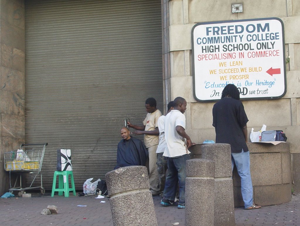 Johannesburg, barber on the street by tomasz oldskul