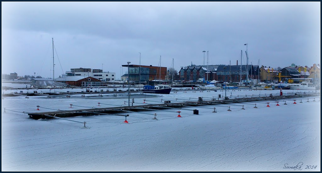 Karlskrona city in winter-shroud, January 2014 - Guest harbor by Spacebug