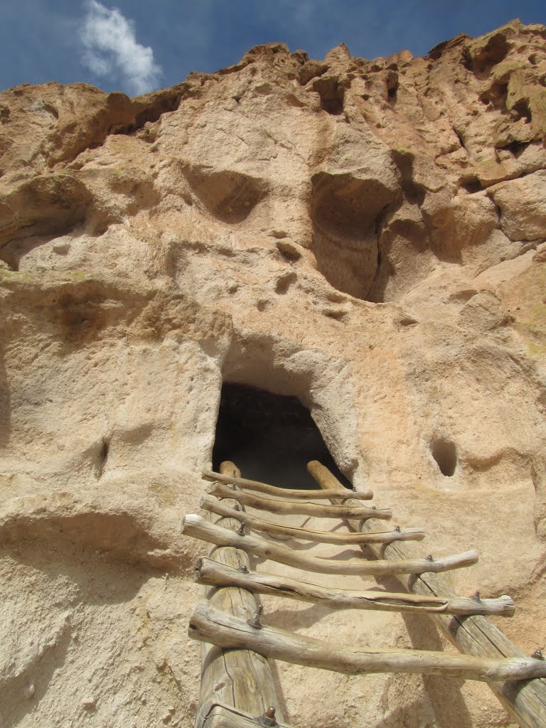 The Steep Ladder Into The Cliffside Dwellings In Bandelier National Monument Near Santa Fe NM Jan '14 by David Cure-Hryciuk