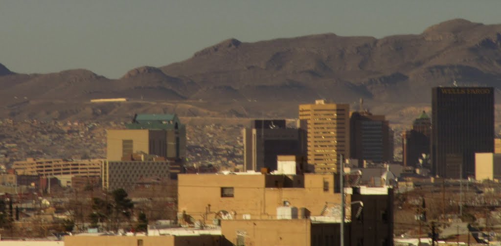 The El Paso, Texas Skyline And Mexico In Behind, Jan '14 by David Cure-Hryciuk