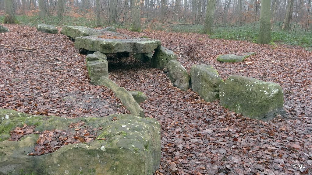 En forêt de Carnelle - La pierre Turquaise. (Dénomination probablement due en référence aux "infidèles Turcs"). Lieu d'un mystérieux attentat dans la nuit du 14 au 15 décembre 1985. Le mégalithe fut sérieusement endommagé. by astrorail