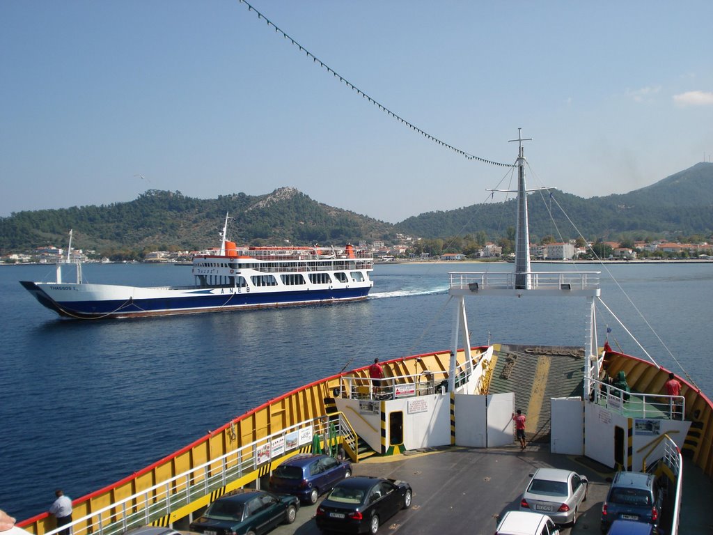 ferries meet near Thassos by r.hristov