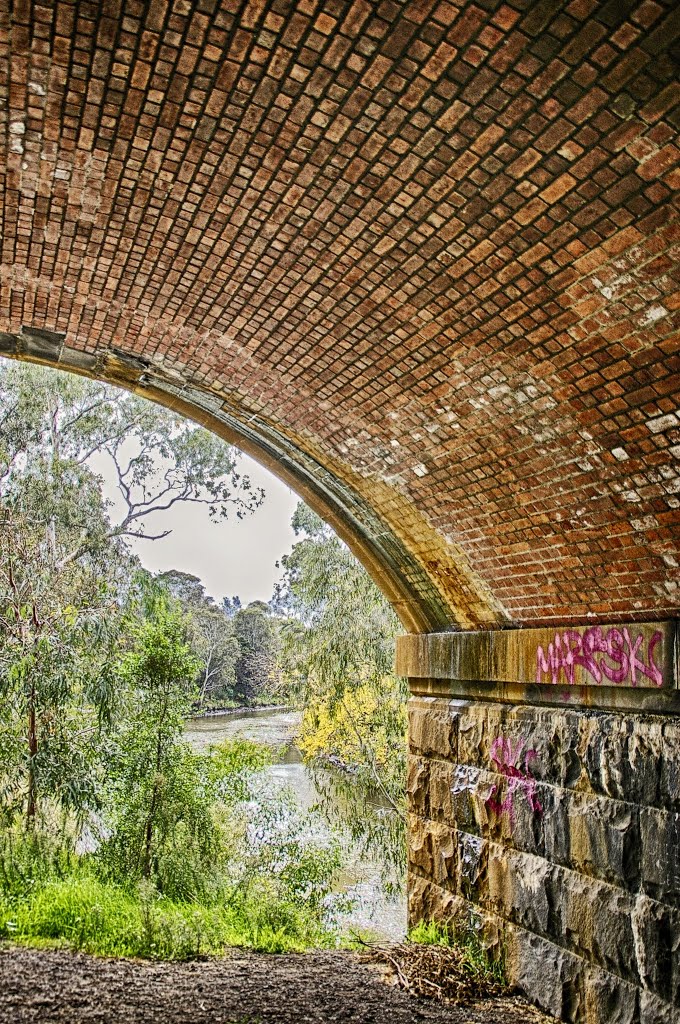 Yarra River tunnel vision This photo is from inside the bike path tunnel through the Belgrave line railway bridge in Burnley, Melbourne that crosses the Yarra River. Three-shots bracketed at +/- 1EV and processed with HDR Efex Pro 2. by that.phil.guy