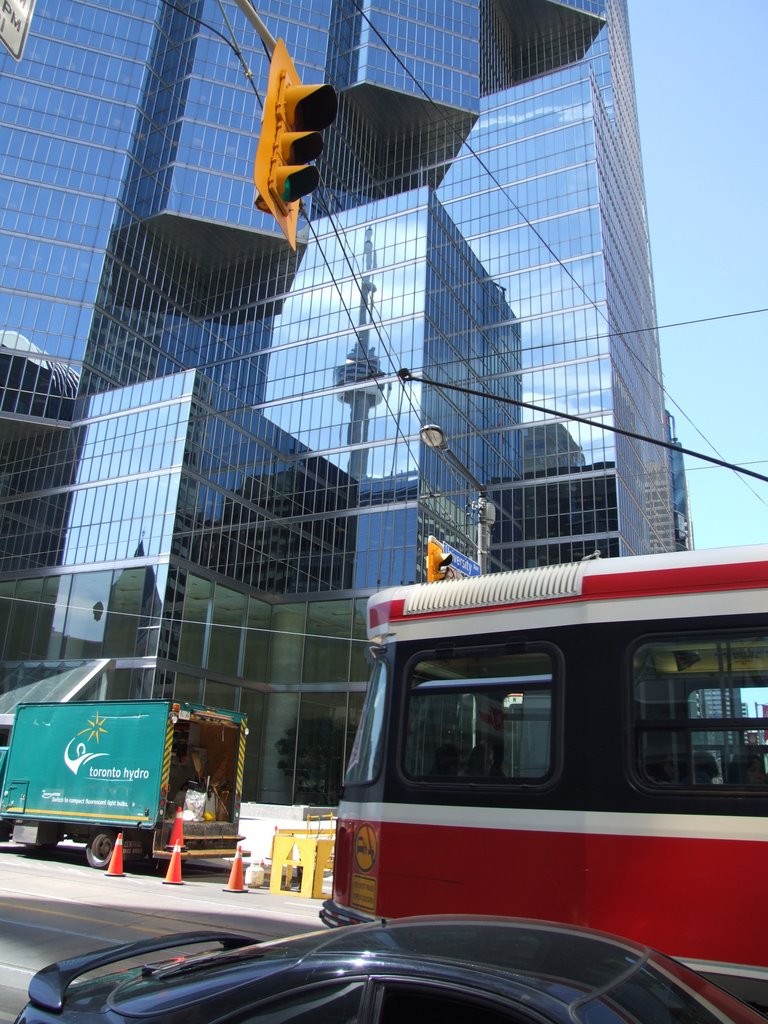 Busy Downtown Toronto (CN Tower reflection) by AaronJankowski