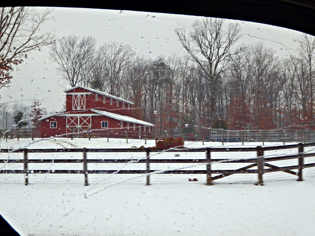 Barn @45mph, Through the Window, Snow & Rain by Dan R. Mills