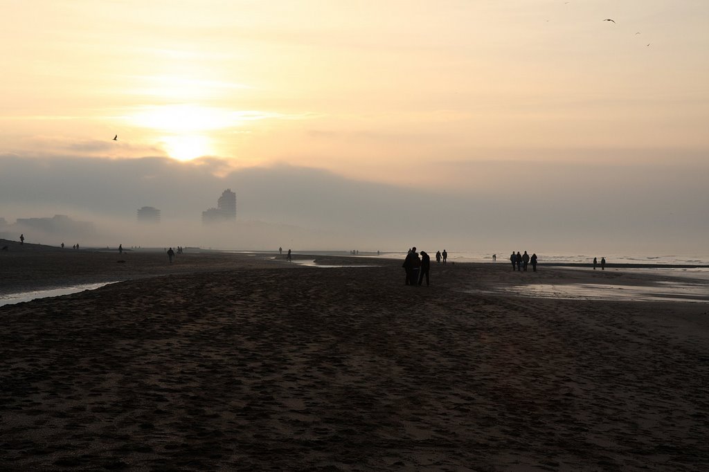 Sunset Ostend beach by Freeco