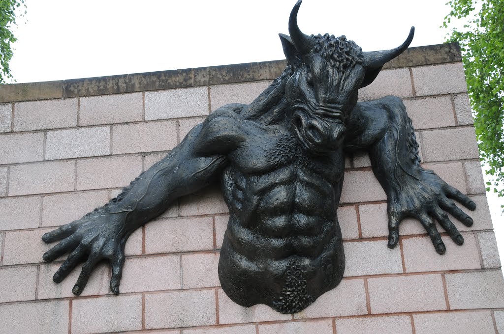 MINOTAUR (PART MAN AND PART BULL) STATUE, CHEETHAM HILL, MANCHESTER, ENGLAND. by ZACERIN