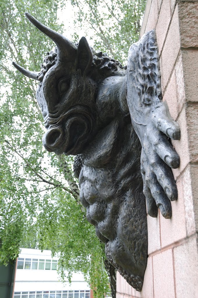 MINOTAUR (PART MAN AND PART BULL) STATUE, CHEETHAM HILL, MANCHESTER, ENGLAND. by ZACERIN