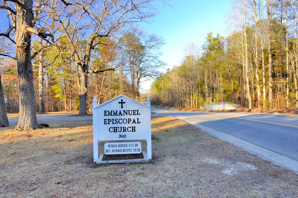 VIRGINIA: POWHATAN COUNTY: POWHATAN: Emmanuel Episcopal Church (1842), 2930 Emmanuel Church Road (S.R. 1002) road sign by Douglas W. Reynolds, Jr.