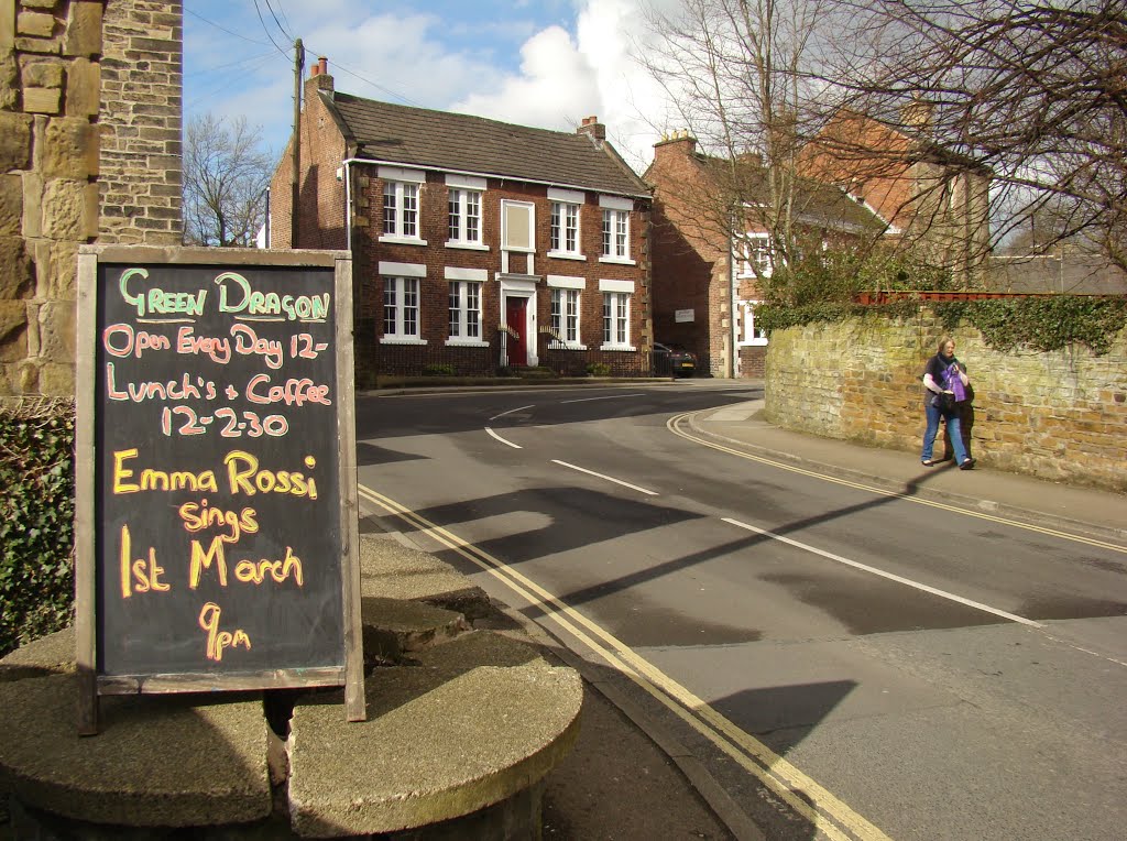 Church Street scene from the entrance to the Green Dragon pub looking due north west, Dronfield S18 by six45ive