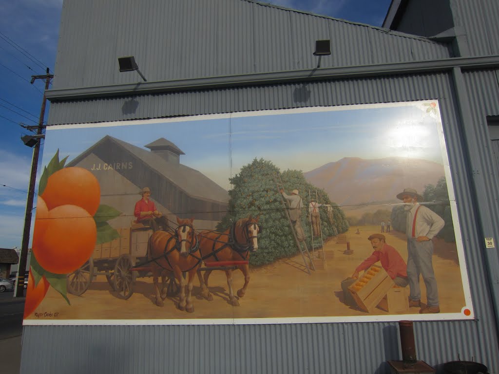 "Decades of Quality Citrus" Mural in Lindsay, California - Early Day Panel by Ranger Mosby