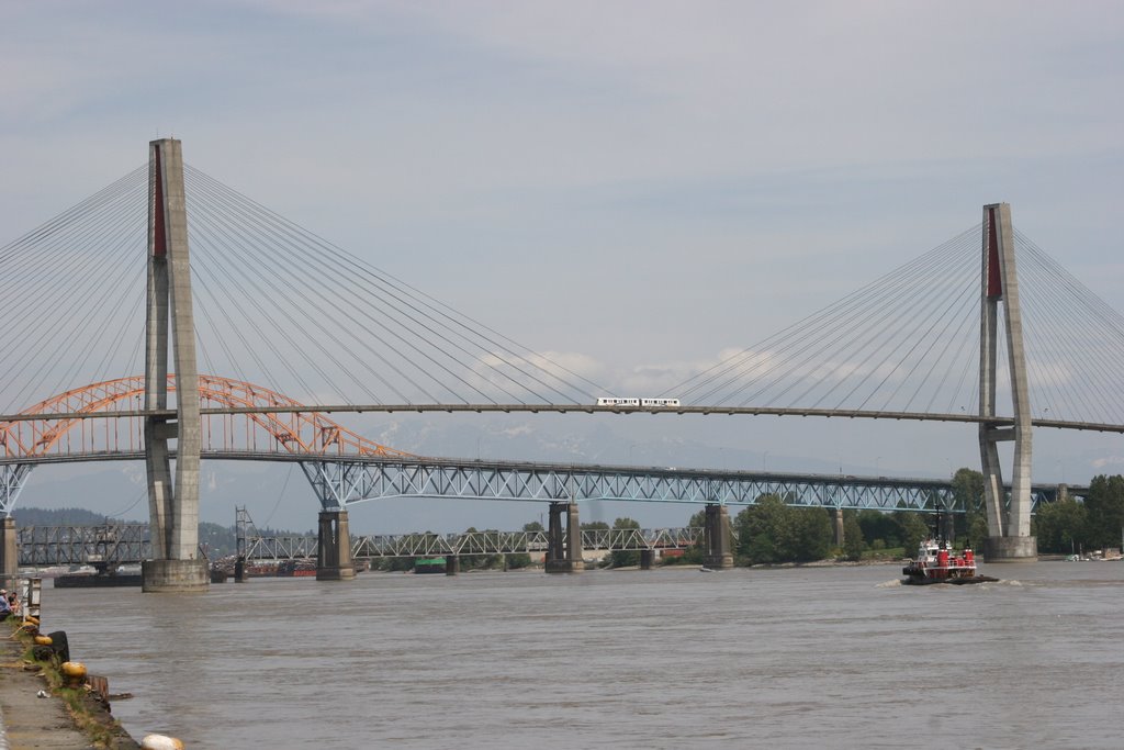 Pattullo Bridge & Sky Train Bridge by Yale Bai