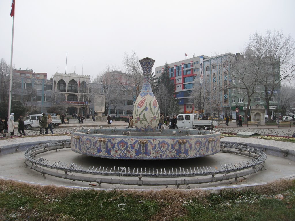 Emblematical tiled fountain by Radu Bucuta