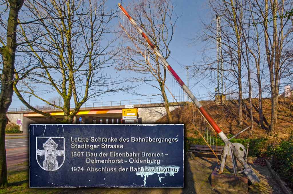 DELMENHORST, WITTEKINDSTRASSE: "Letzte Schranke des Bahnüberganges Stedinger Straße" (= "Last barrier of the grade crossing Stedinger street") • 03-2014 by hartmut.breitling