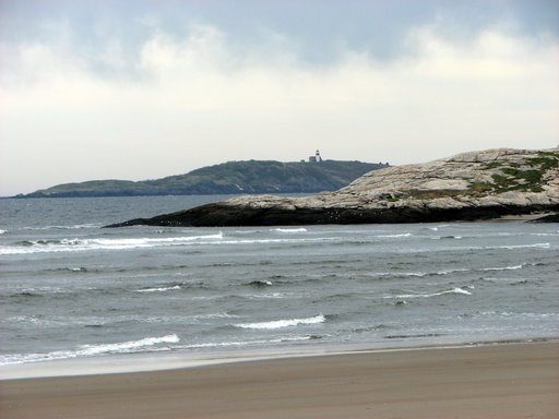 Lighthouse in the distance at Popham Beach by DawnInMaine