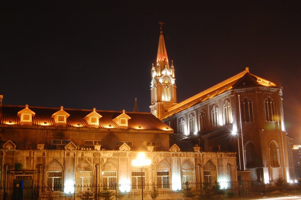 Church in night vision (in jinlin city) by fanyingbo