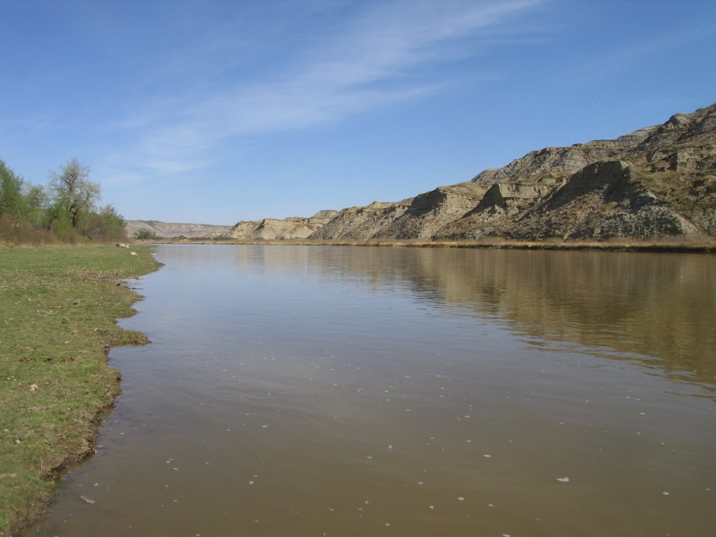 Tranquility In The Badlands Looking North Down The Scenic Red Deer River Near Tolman Bridge North of Drumheller AB May '08 by David Cure-Hryciuk