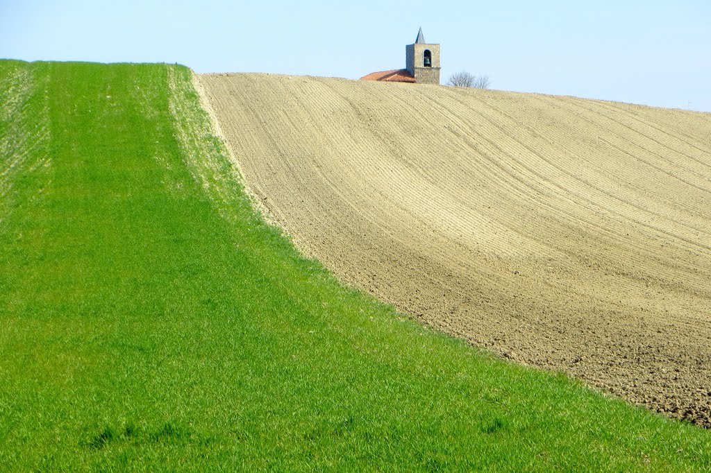 Desde los campos de Arcaya, se divisa el campanario de Otazu (Álava). País Vasco. Spain. by María Fernando