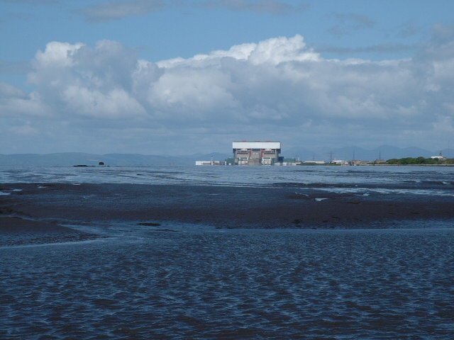 A View towards Haysham Power Station fron Sunderland Point. by EDWARD JOSEPH BURNS