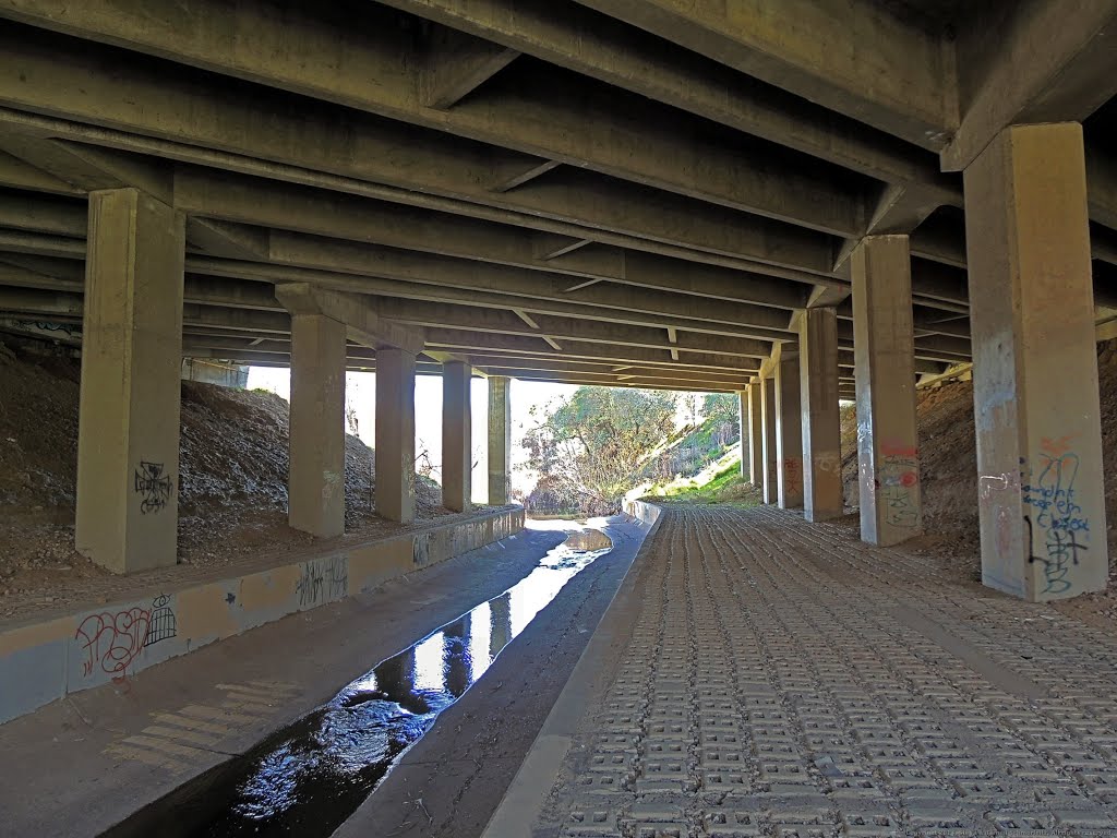 Cirby Creek Cement Channel under I-80 Freeway Bridge by Steve Schmorleitz, NationalParkLover.com