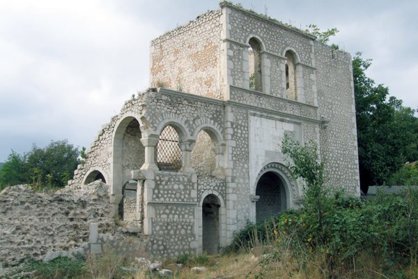 Shusha town of Azerbaijan Republic. Ruins Aji Gulular castle after armenian occupation/XVIII c./ by Haji Aydin