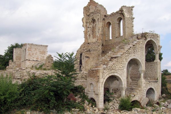 Shusha town of Azerbaijan Republic. Ruins Aji Gulular castle after armenian occupation/XVIII c./ by Haji Aydin