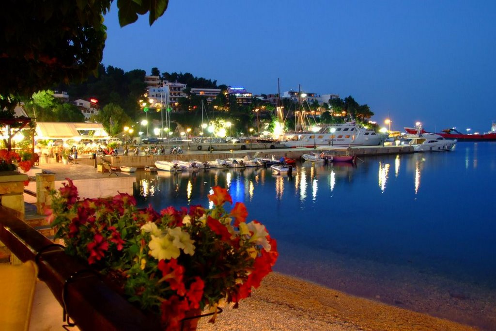 Patitiri port by night by Nick Spanos