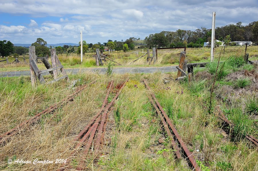 Ballandean Street level crossing, abandoned NSW Rlys tracks, Jennings, NSW. 23 Feb 2014. by Adrian Compton