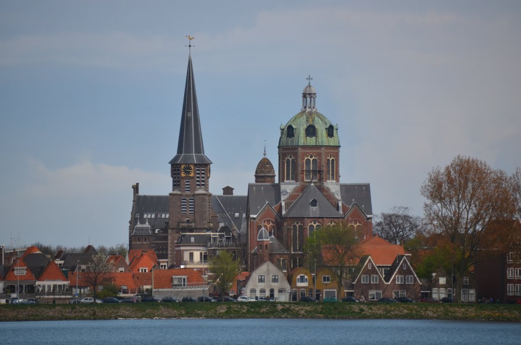 Churches of Hoorn, seen from the Southside over the Markermeer by Henq