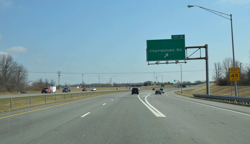 Exit for Charlestown Road, Interstate 265, Eastbound by Seven Stars