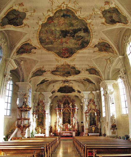 Hilzingen St. Peter und Paul (Innenansicht mit Deckenfresken von Benedikt Gambs) by hubi1802