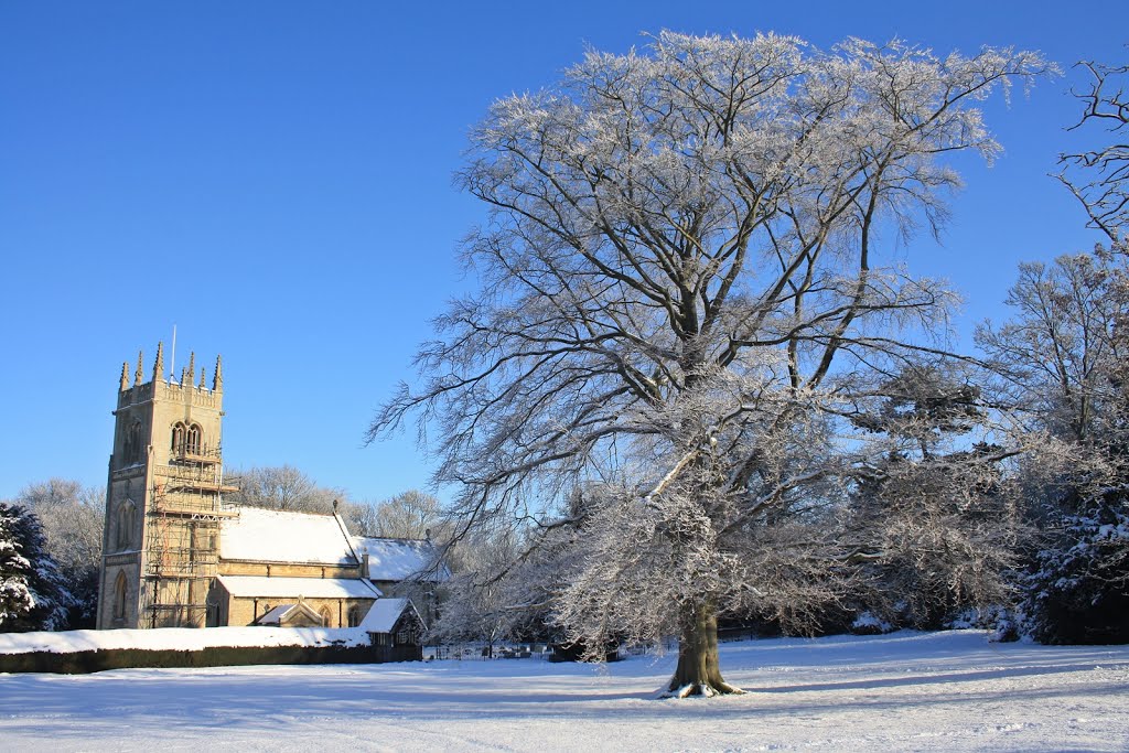 St. Oswald's church in winter ~ Blankney ~ Lincolnshire by Steve. D