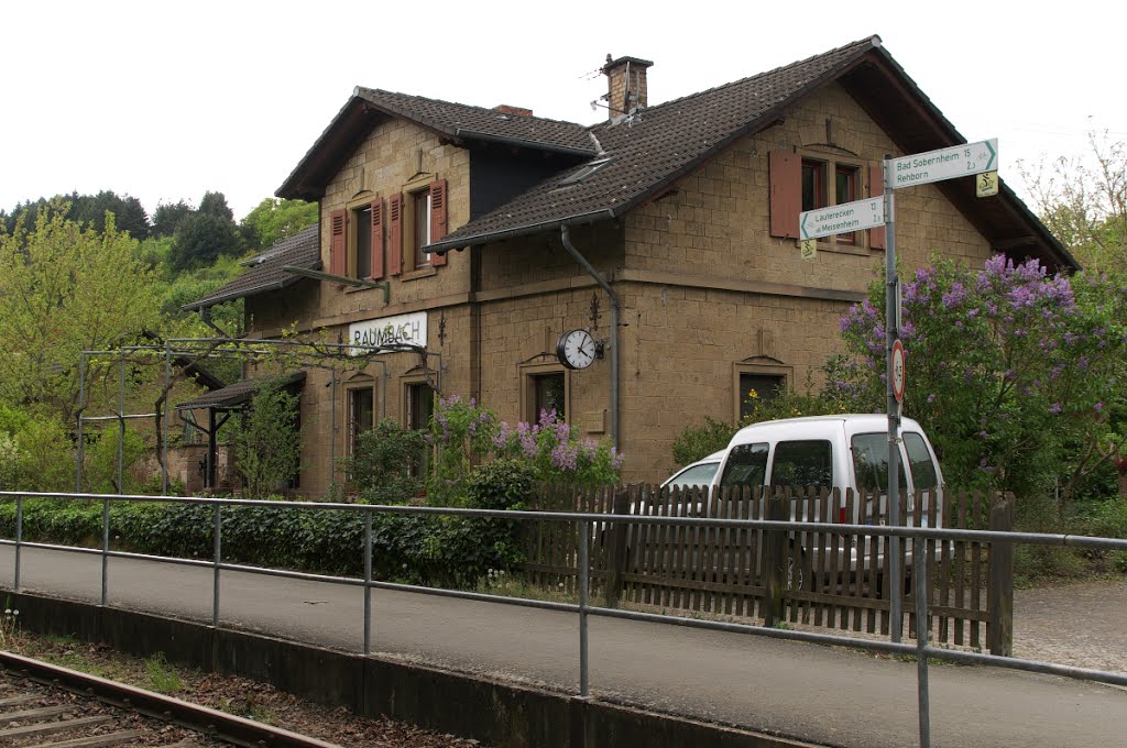 Draisinenfahrt auf der Glantalbahn - Bahnhof Raumbach - 26.04.2014 by Erhard66802