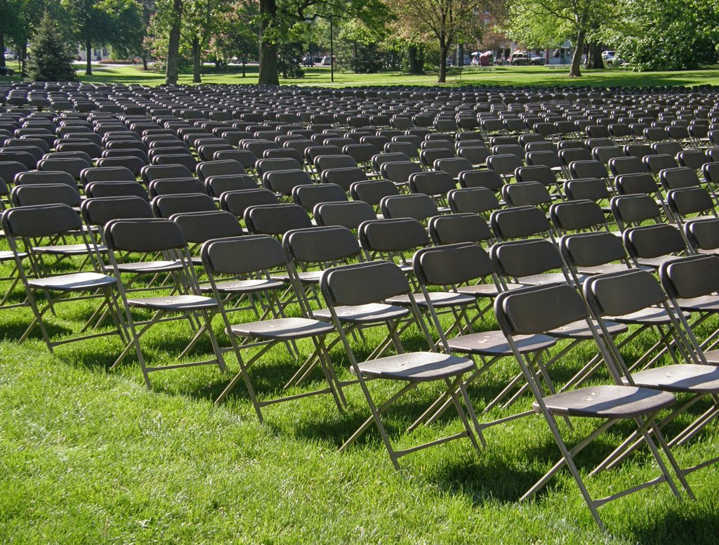 Chairs on Tappan Square: Waiting for the graduation ceremony by Marilyn Whiteley