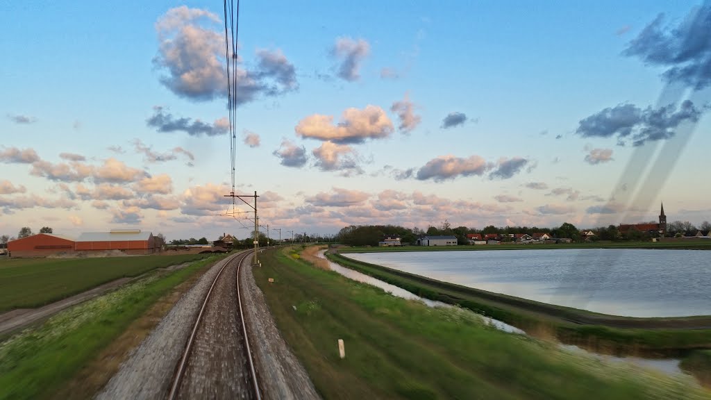 Photo taken from cab of a train, in The Netherlands by paul1957