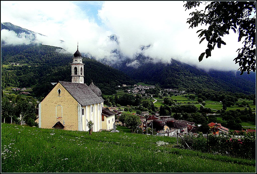 PLEASE ENLARGE...Panorama of Torcegno with the Church in the foreground. by Johnny Poole