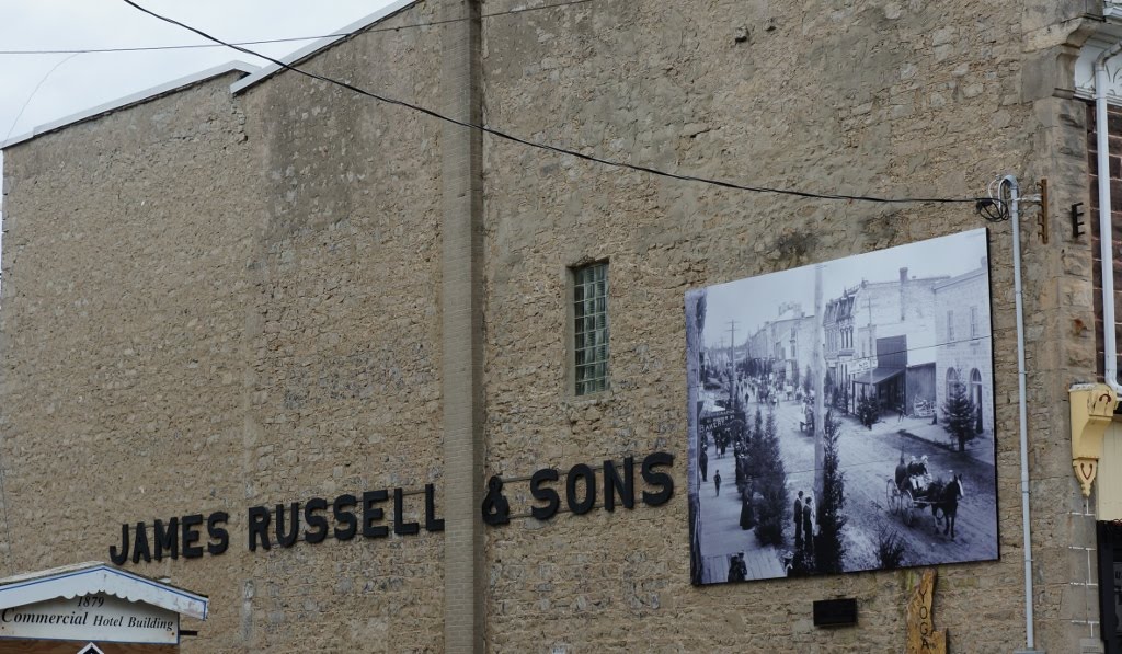 Mural on side of James Russell & Sons building in Fergus by 194lynn